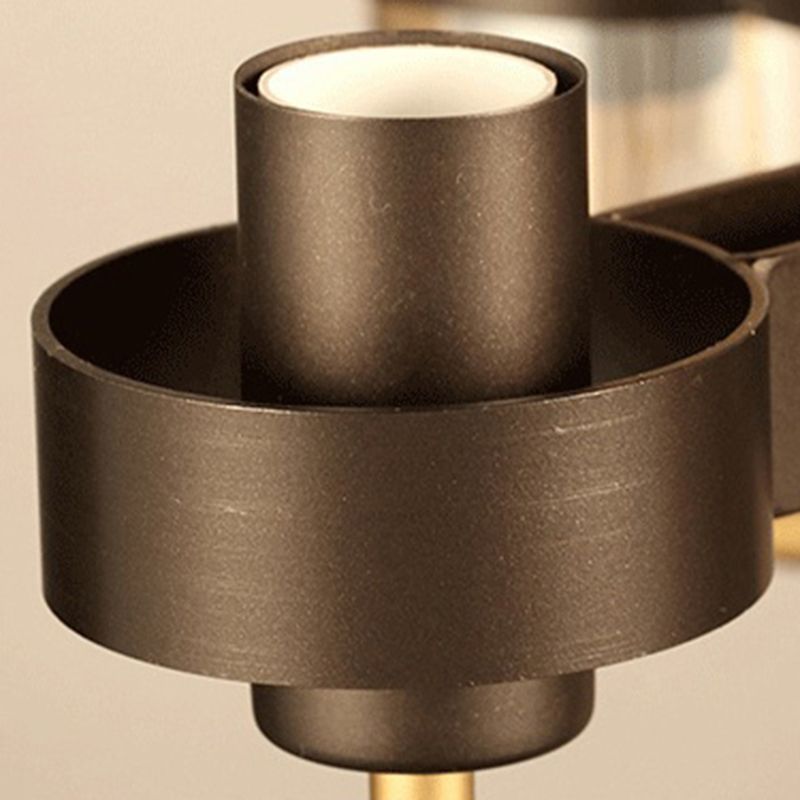 Cone Island Lighting Modernist Clear/Amber/Smoke Glass 6/8 Lights Black/Brass Ceiling Pendant Lamp with Linear Design