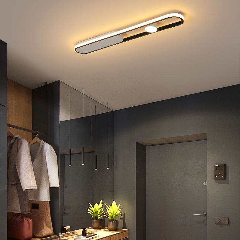 Lámpara de techo LED de aluminio nórdico, foco empotrado oblongo, color blanco y negro, para pasillo