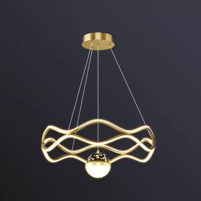 Nordic Linear Chandelier Metal 3 Lights Chandelier Pendant for Living Room