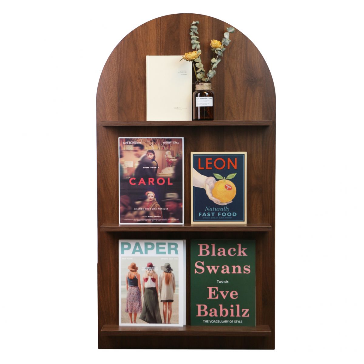 3-Shelf Wood Standard Bookshelf 43.3"H Contemporary Closed Back Bookshelf