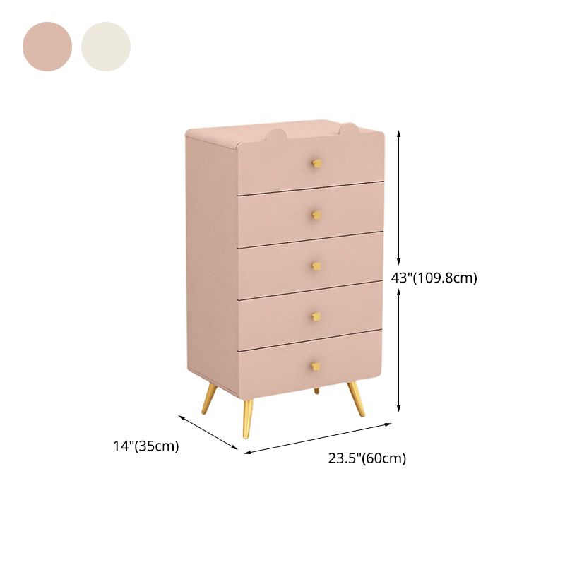 White and Pink Bedroom Dresser Modern Style Wooden Storage Chest with Multi Drawers