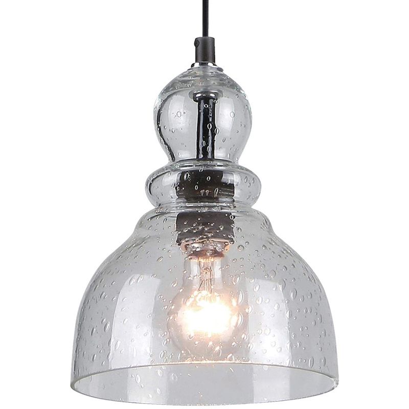 Seeded Glass Retro Industrial Style Hanging Light 7" Wide Single Bulb Metal Lighting Pendant for Bedroom