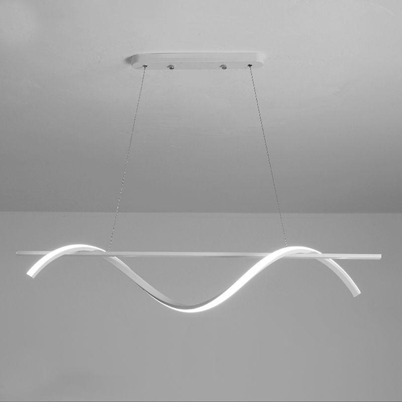 1 Light Linear Island Lights Contemporary Metal Island Chandelier with Acrylic Shade