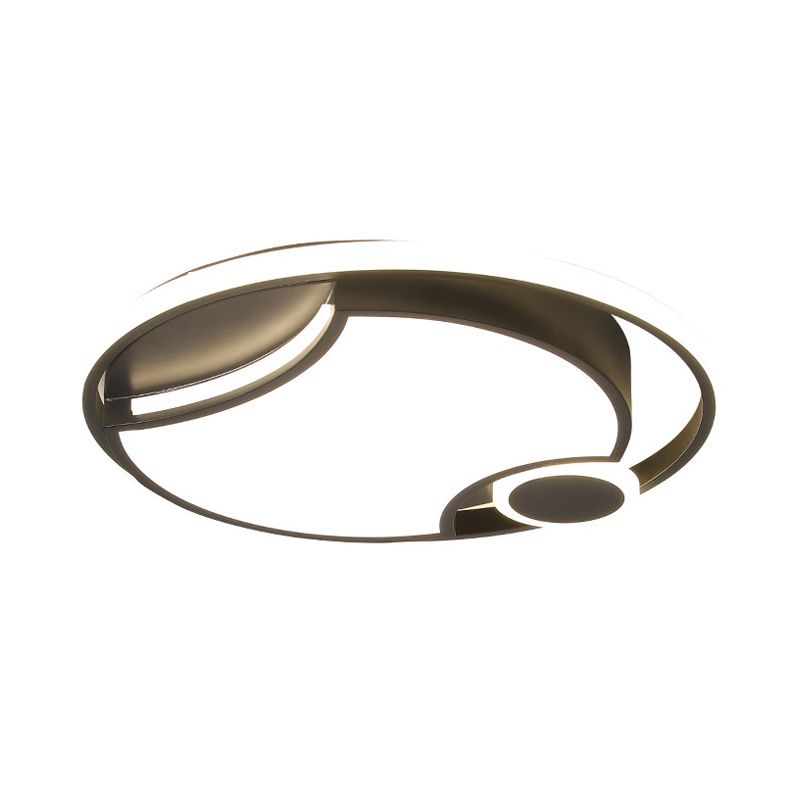 Iron Cut-Out Design Round Flush Mount Modern Style Black 16.5"/20.5" Wide LED Ceiling Light in Warm/White Light