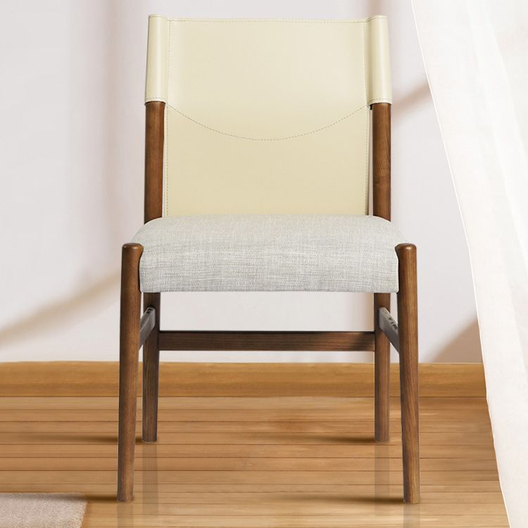 Modern Indoor Armless Dining Chairs Upholstered Linen Fabric Chair