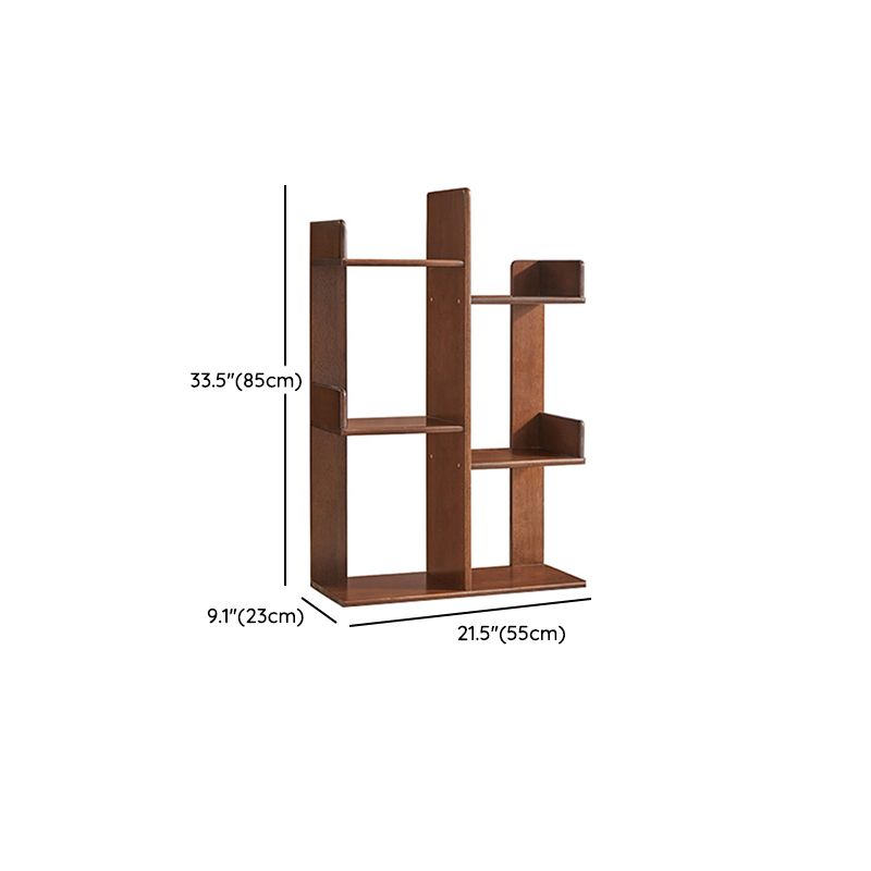 Mid Century Modern Wooden Bookcase with Shelves for Home Office