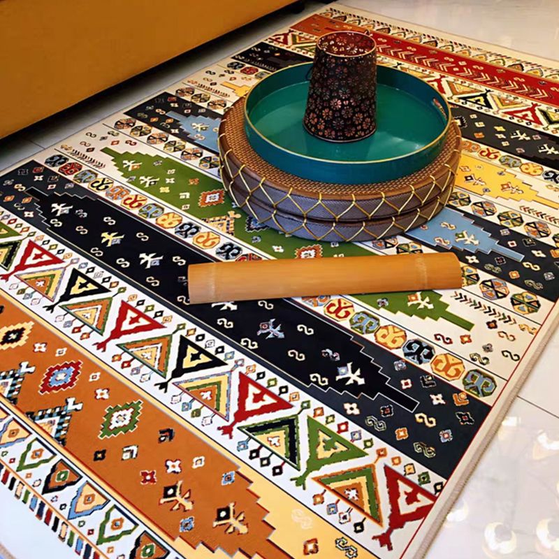 Boho Living Room Tapis à plaid multi-couleurs Synthétique à carreaux imprimés Synthétique non glissée