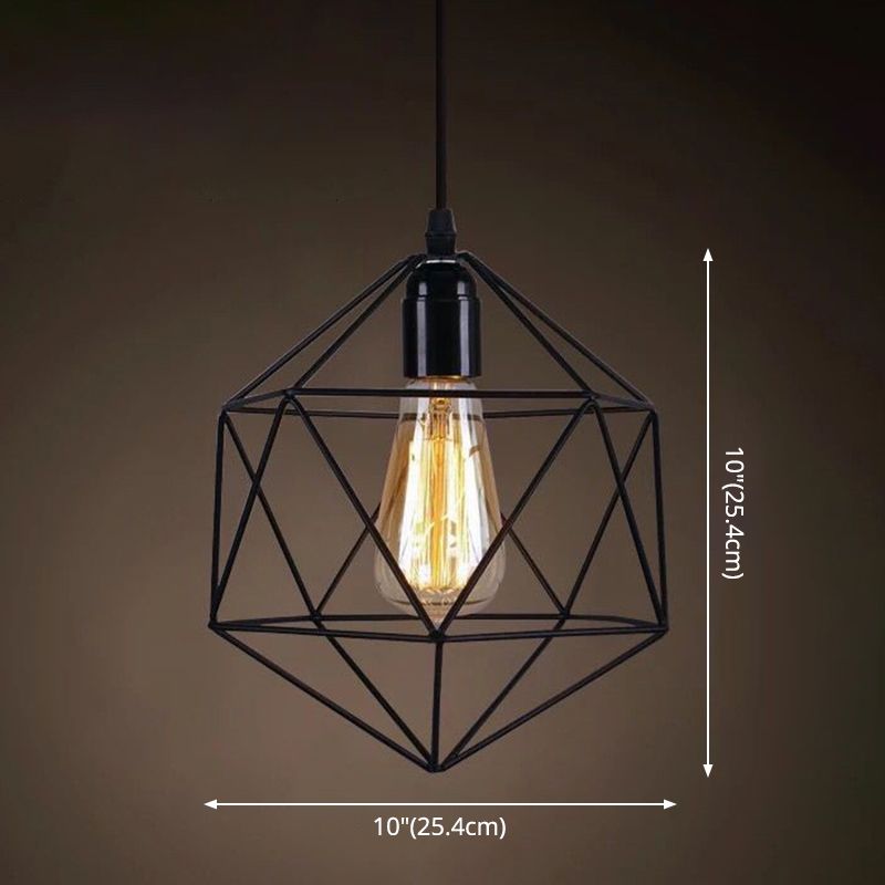 1 licht gekooide hangende verlichtingsarmaturen retro industriële stijl metallic hangende hanglampen voor bar