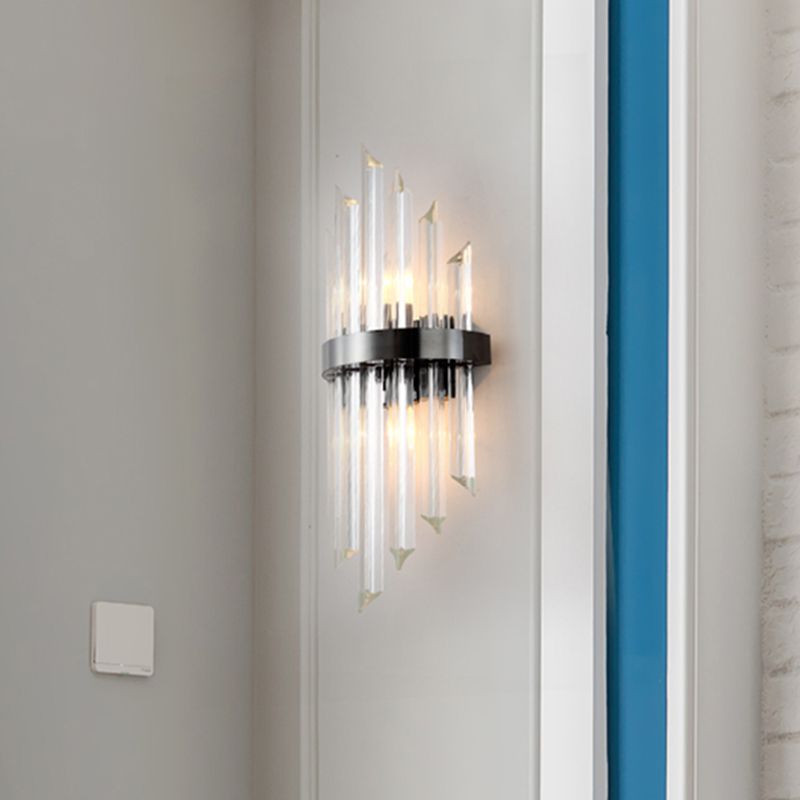 Klarer Kristall Mini -Wandbeleuchtung zeitgenössischer Wohnzimmer Wandhalterung Lampe in Schwarz