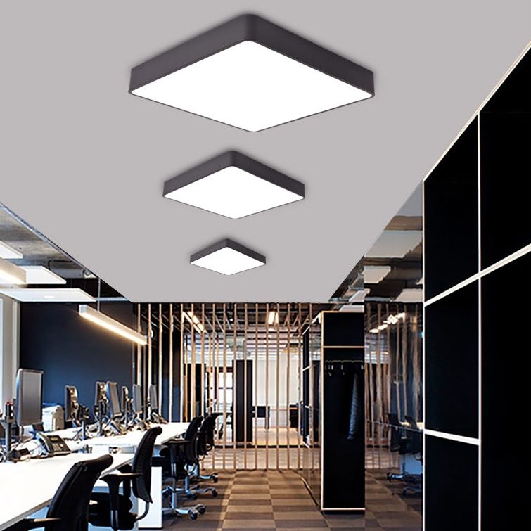 Metal Square Flush Ceiling Light Fixtures Contemporary Office Flush Mount Ceiling Light Fixture