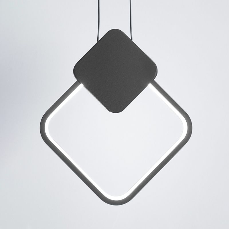 Lámpara de luz colgante cuadrada acrílica lámpara de techo colgante de LED moderna en blanco/negro para la cama, luz blanca/cálida