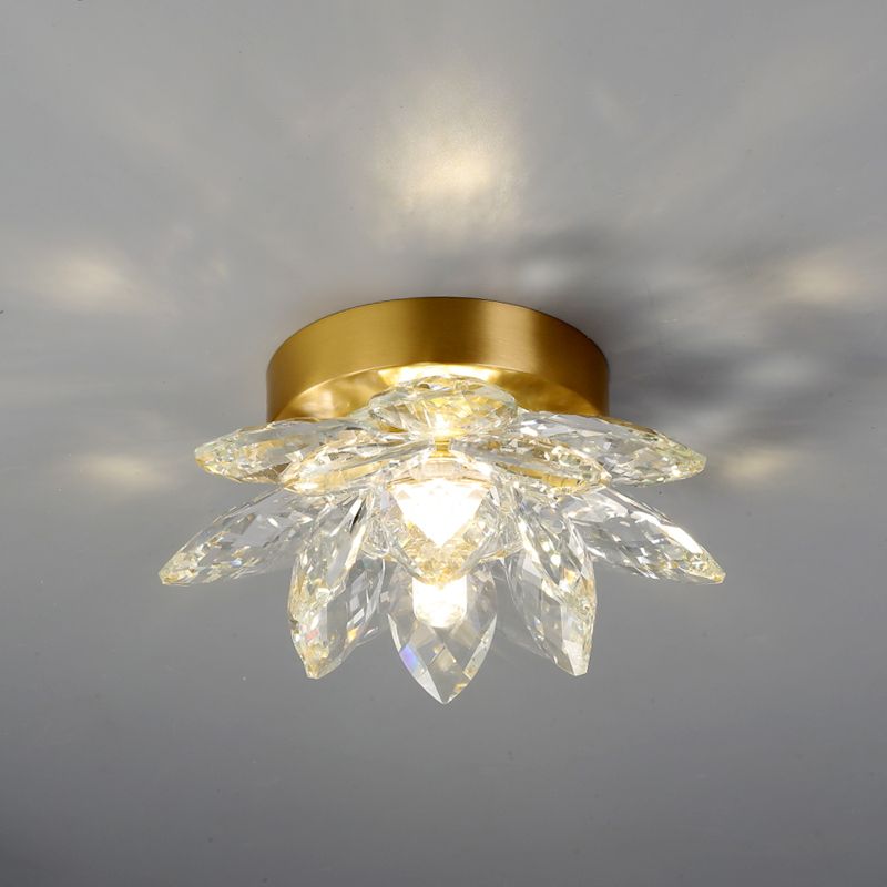 Plafonnier en forme de géométrie moderne en cuivre, 1 lumière, montage encastré avec trou de 3 "de diamètre pour balcon