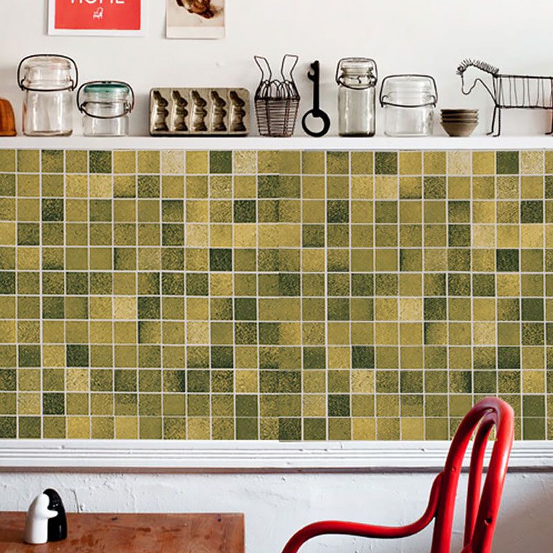European Mosaic Wall Art for Kitchen Decor, 96.8 sq ft. Removable Wallpaper Roll in Yellow and Green