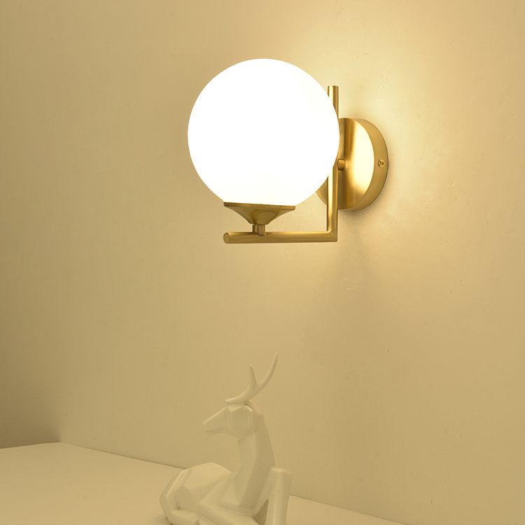Modern Simple Style Geometric Shade Wall Sconce Metal and Glass 1 Light Sconces in Gold Finish