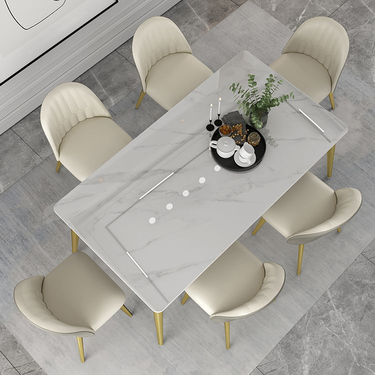 Minimalist Sintered Stone White Dining Set White Standard Dining Set for Kitchen