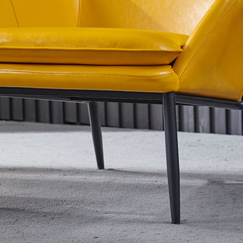 Mid-Century Modern Basic Four Leg Arm Chair Leather Accent Armchair for Living Room