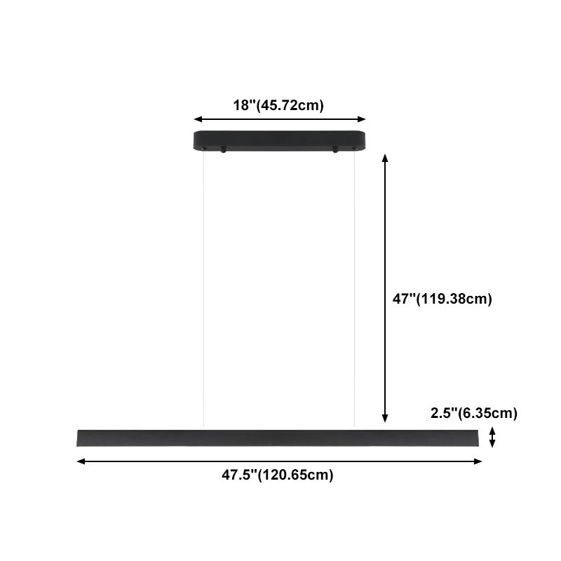 Simple LED Island Light Modern Style Linear Hanging Light for Dining Room