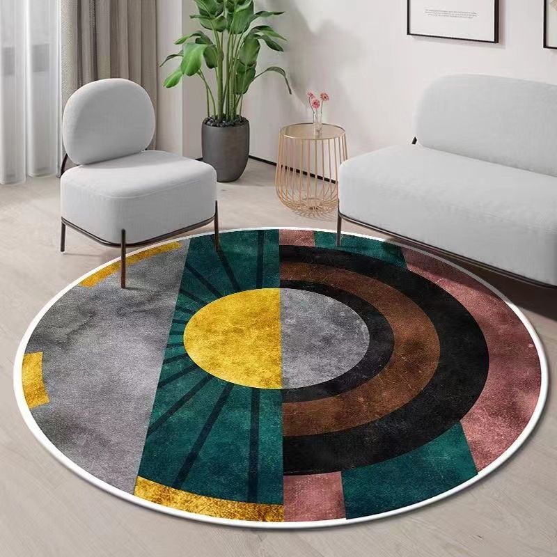 Gorgeous Living Room Carpet Trendy Round Area Rug Polyester Non-Slip Backing Indoor Rug