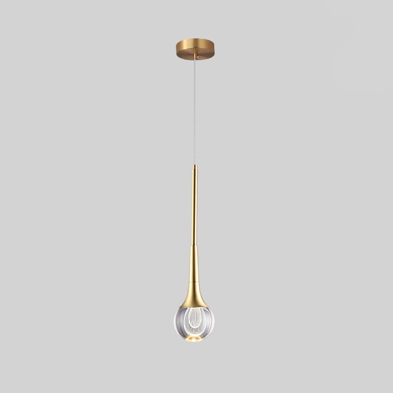 Crystal Geometric Shape Hanging Light Modern 1 Light Hanging Light Fixtures in Brass