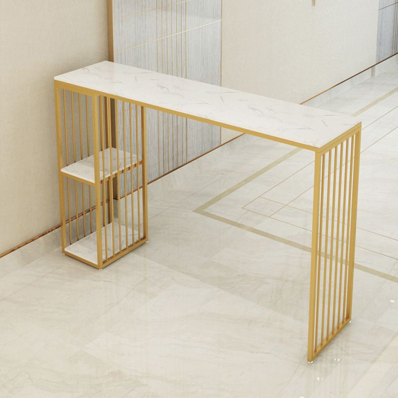 Modern Style Bar-height Table Gold Base Bar Table for Kitchen