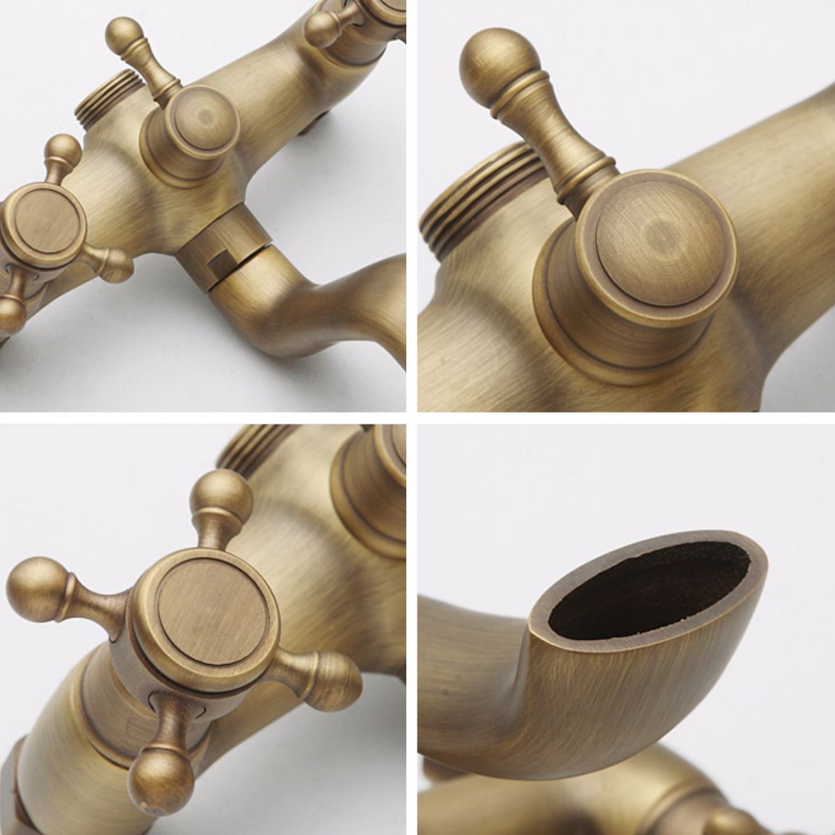 Traditional Floor Mounted Metal Freestanding Tub Filler Double Handles Bathtub Faucet