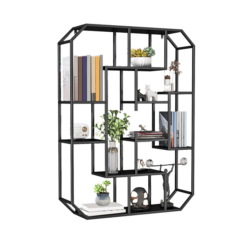 Industrial Iron Bookshelf Wall Mounted Bookshelf for Office and Family Living Room