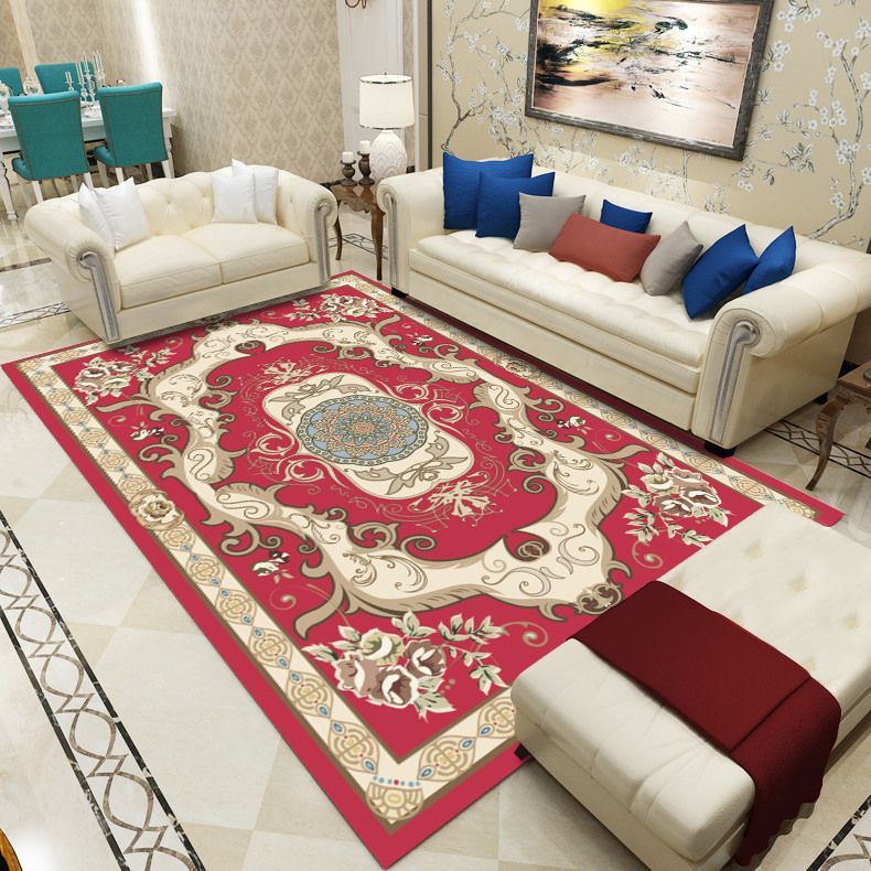 Antiquitäten gemusterter Teppich mehrfarbiges Polypropylen Innenteppich Easy Care Waschablenkapel für Salon