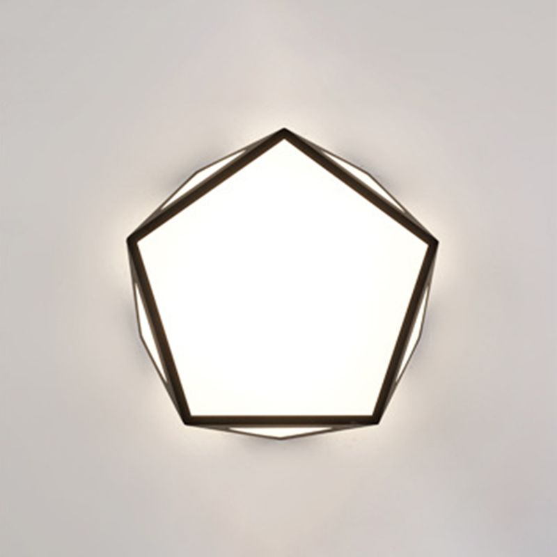 Plafonnier hexagonal en métal à montage encastré, luminaire LED simple à encastrer en noir