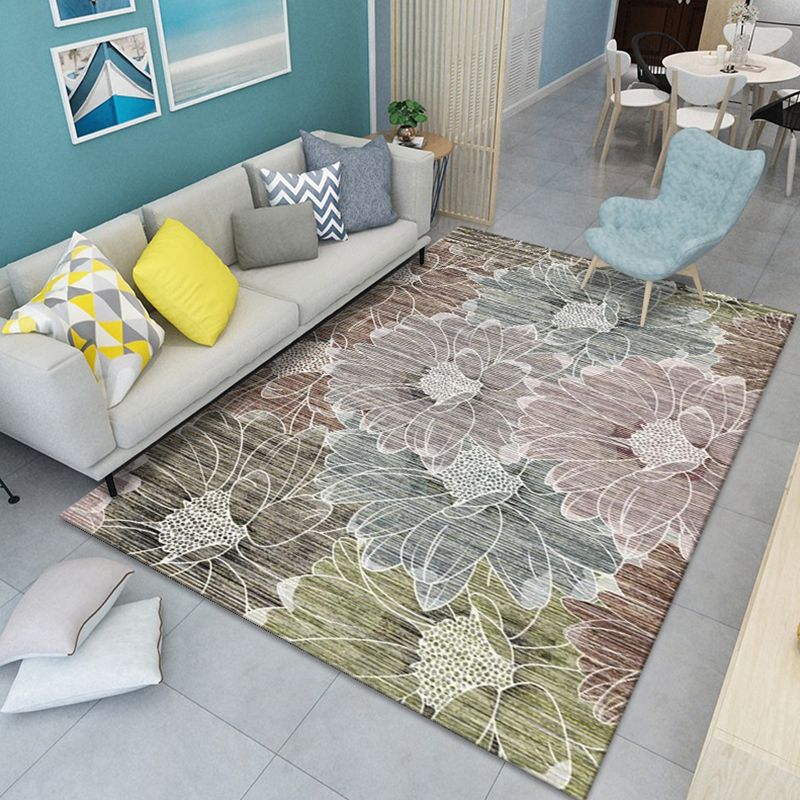 Modern bloempatroon Tapijten Polyester binnen Tapijt Non-slip achtergrondgebied Tapijt voor woonkamer