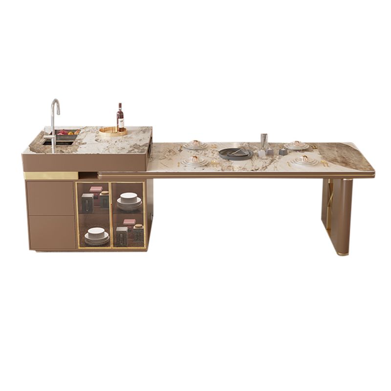 Stone Top Dinette Table with Storage Modern Kitchen Dining Table