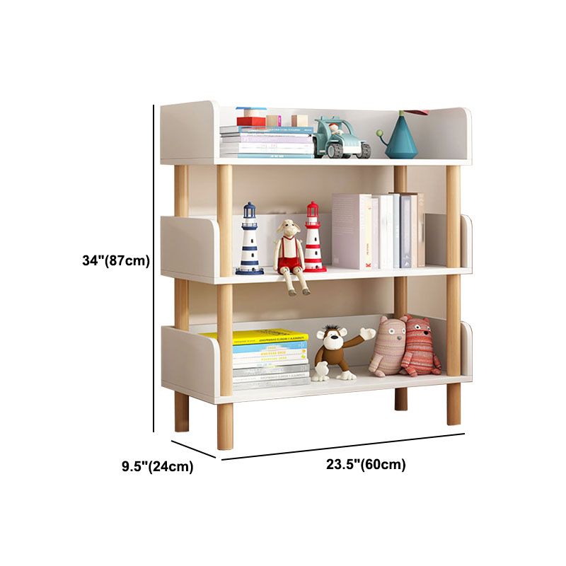 Scandinavian Vertical Bookshelf Open Etagere Manufactured Wood and Solid Wood Bookcase