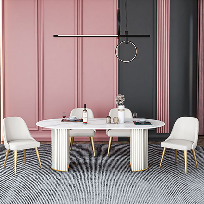 Stone Top Dining Table Contemporary Oval Dining Table with Sled Base