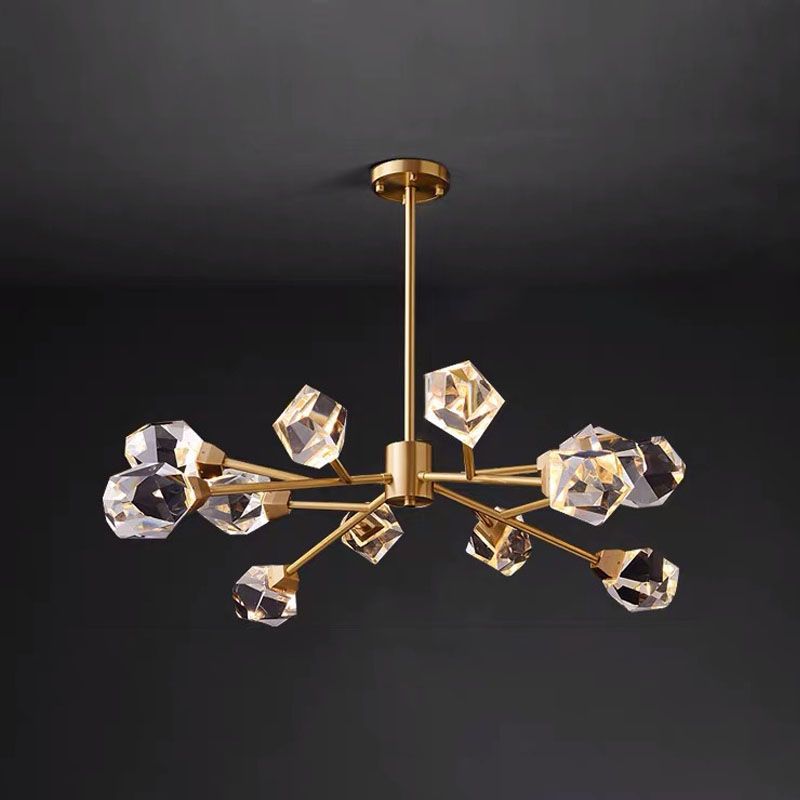 Kristallschattierte Decke Anhänger Licht moderner LED Kronleuchter Anhänger Licht in Gold