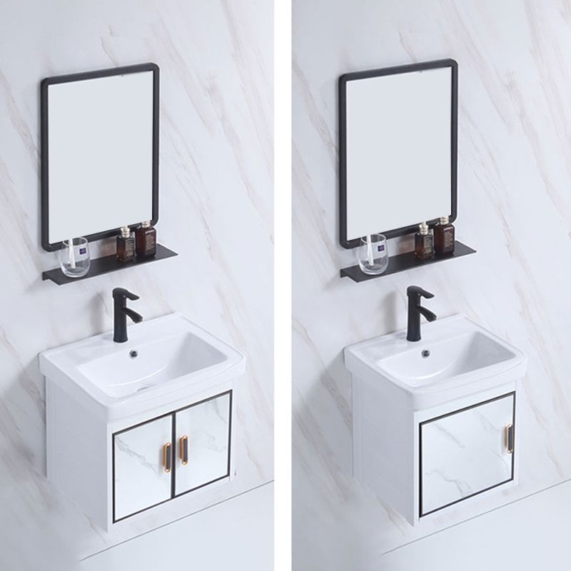 Rectangle Bathroom Vanity Glam Wall Mount Single Sink Mirror Bathroom Vanity Set