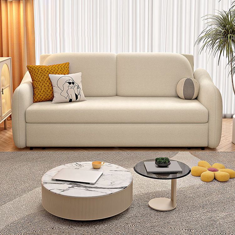 Beige Cushion Back Futon Foldable Pillow Included Sleeper Sofa