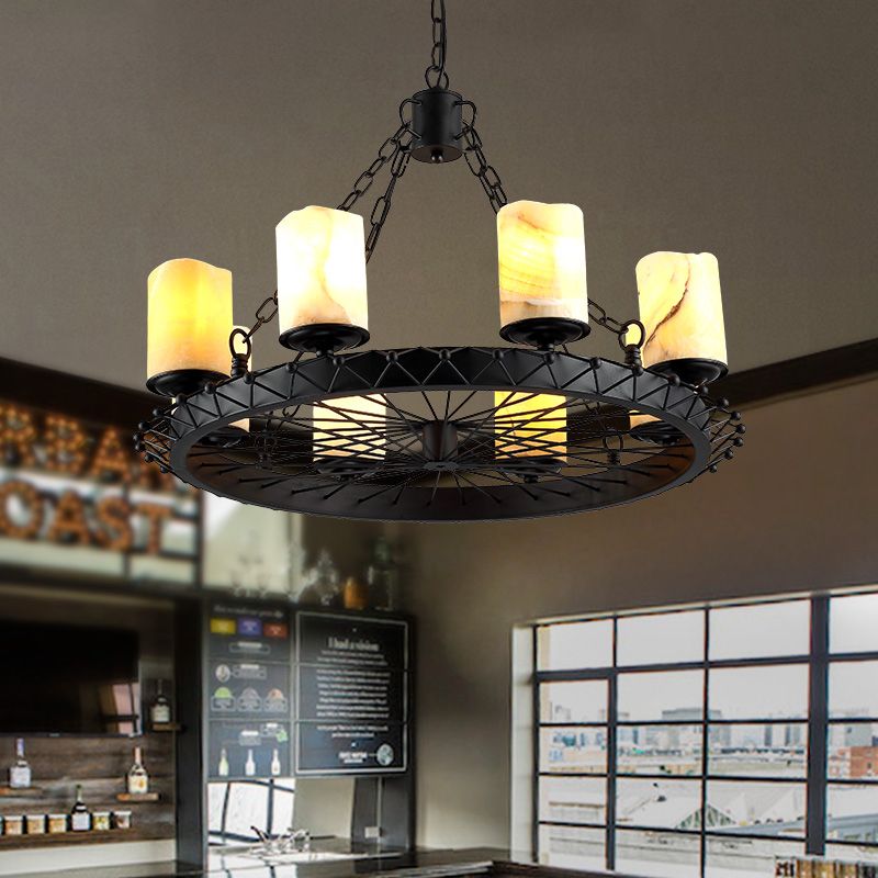 Resin Beige Pendant Lamp Cylinder 8 Lights Traditional Chandelier Light Fixture for Dining Room