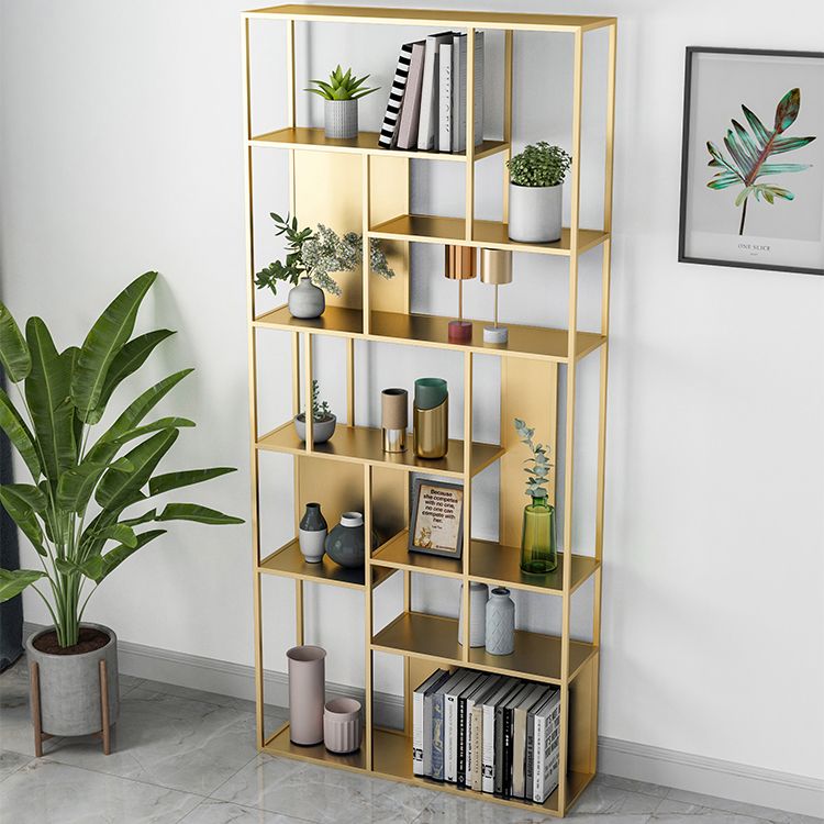 Contemporary Metal Bookshelf Etagere Open Shelf Bookcase with Shelves