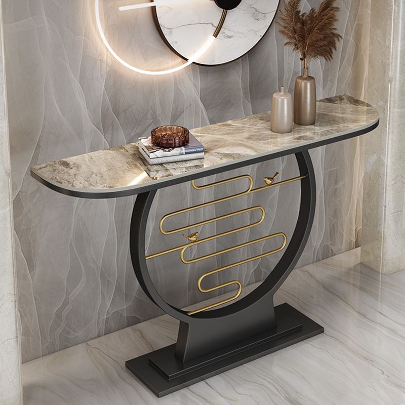 Half Moon Marble/metal Scratch Resistant Console Table for Hall