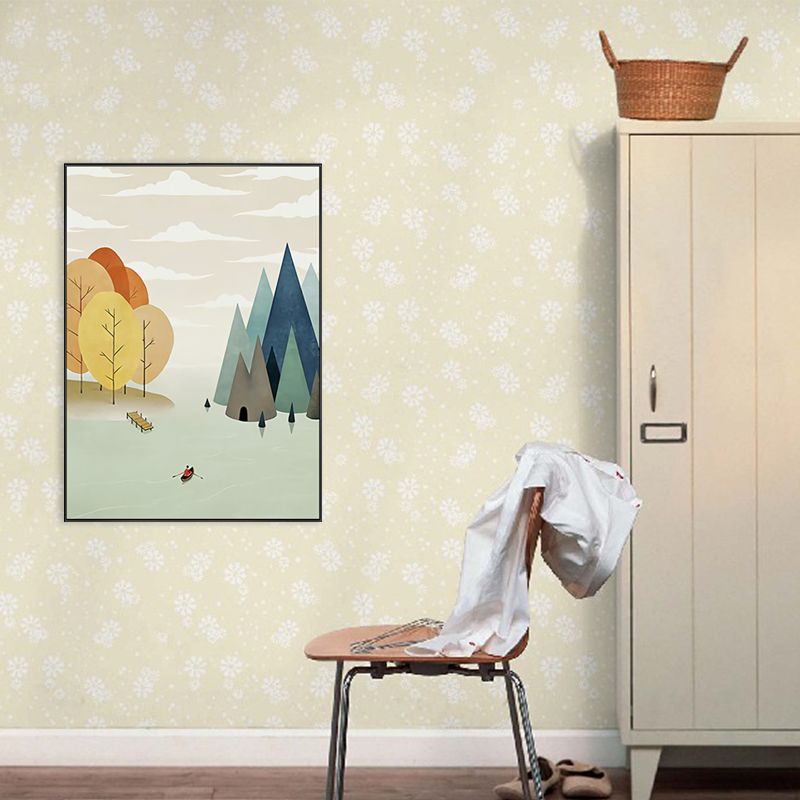 Illustrations Fall Forest Wall Decor Textured Childrens Art Bedroom Canvas Print
