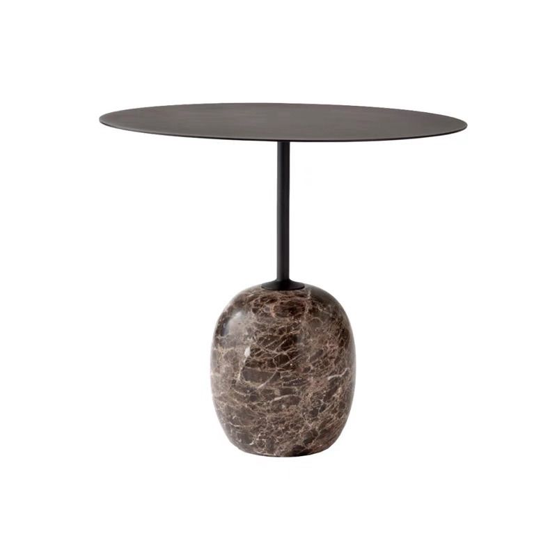 Round Metal Table Marble Pedestal Base Base Medieval Modern Style Side Table