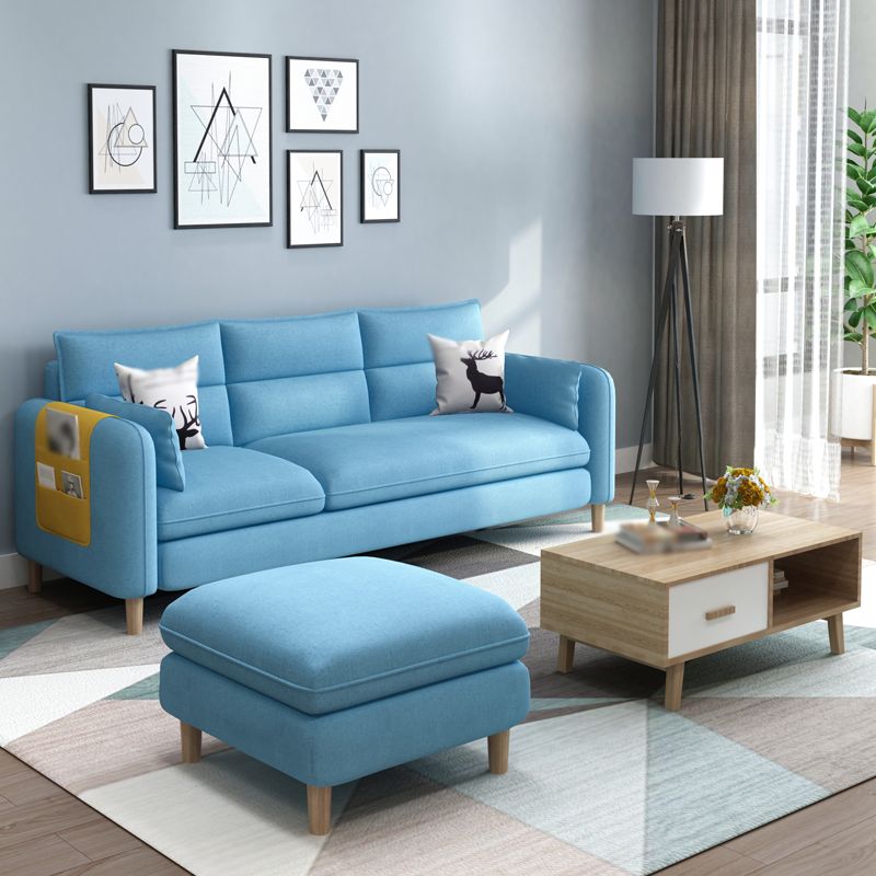 Linen Blend High Back Sofa Square Arm Slipcovered Sectional with Storag