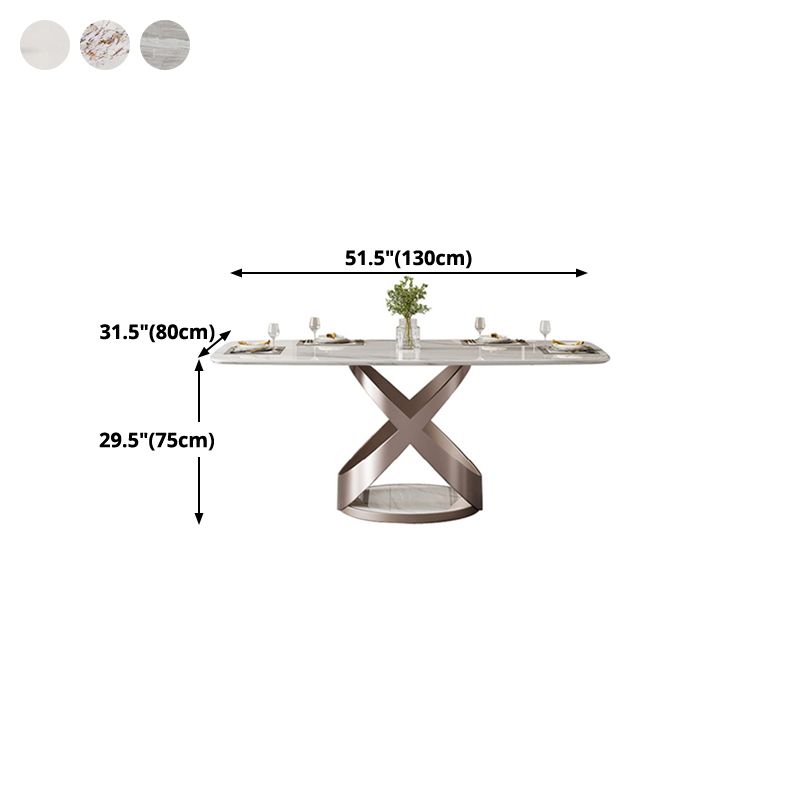 Traditional Luxury Dining Table Rectangle Sintered Stone Table for Living Room