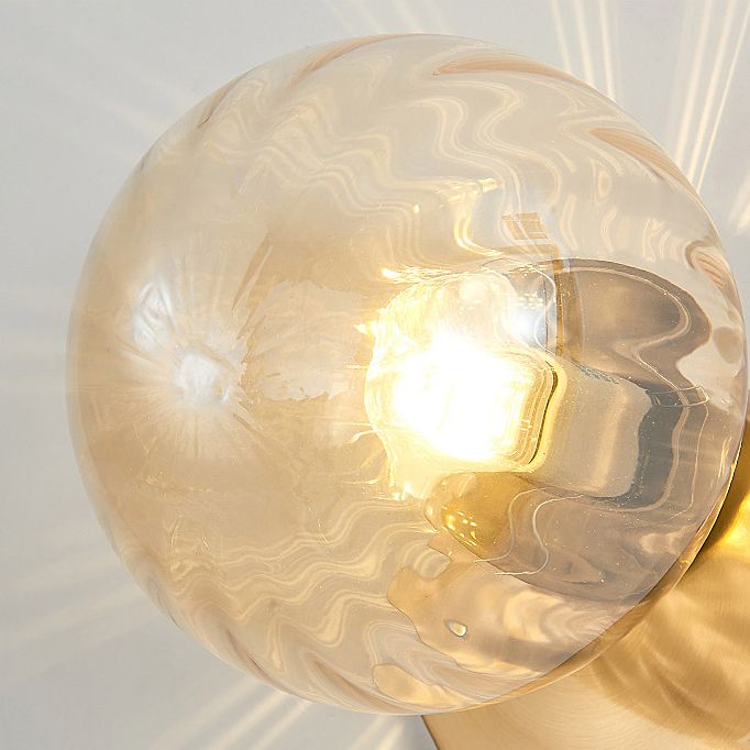 Globe Shade 1 - Light Wall Lighting Fixture in Black / Gold Iron & Glass Wall Fixture