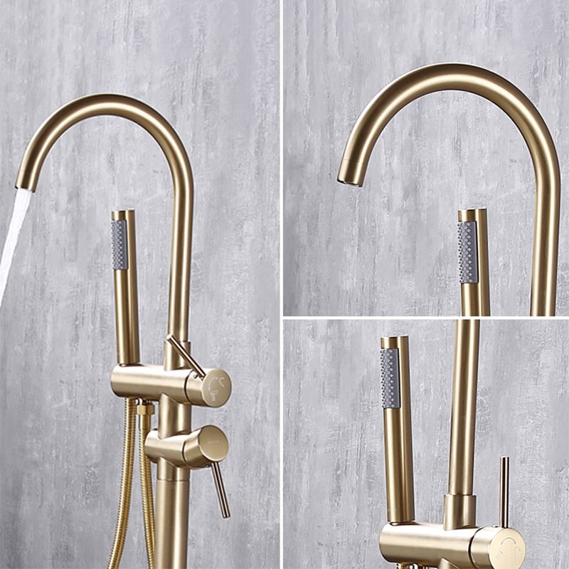 Floor Mounted Copper Freestanding Tub Filler Freestanding High Arc Tub Filler Trim