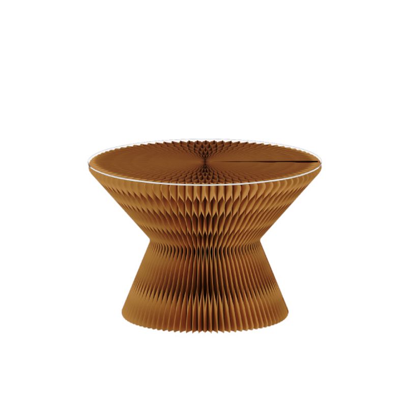 Contemporary Round Side Table, Antique Finish Top and Drum Base Side Table