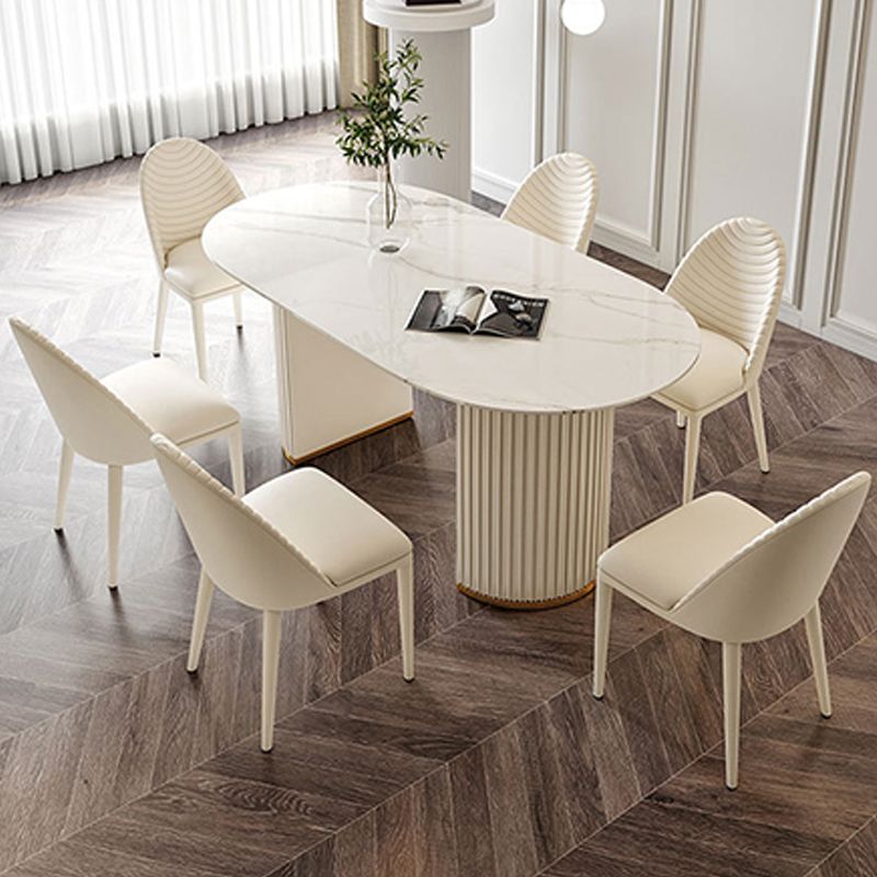 Double Pedestal Dining Room Table Modern Stone Table for Kitchen