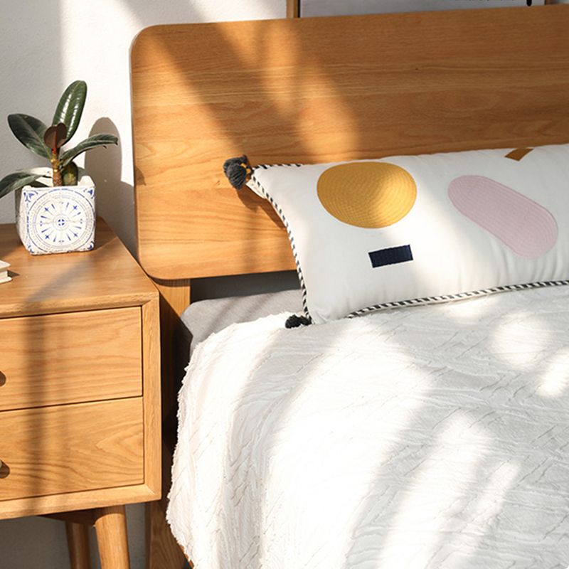 Modern Standard Bed Solid Wood Bed Frame with Headboard and Mattress