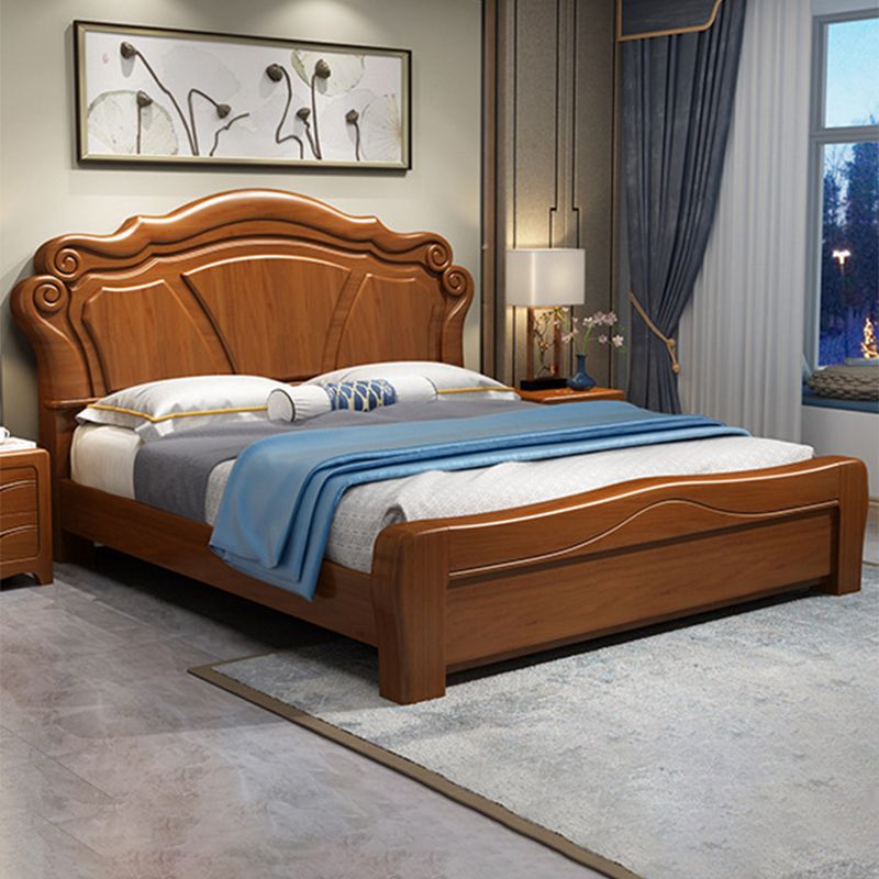 Traditional Panel Camelback with Headboard Pine Wood Standard Bed