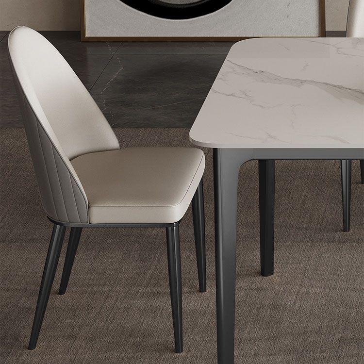 Glam Dining Room Side Chair Metal Legs Parsons Dining Armless Chair