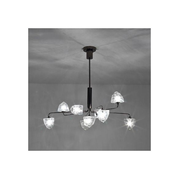 Eigentijdse vertakking kroonluchter lamp glas 5/7 lichten woonkamer hangend hanglamp in zwart/nikkel